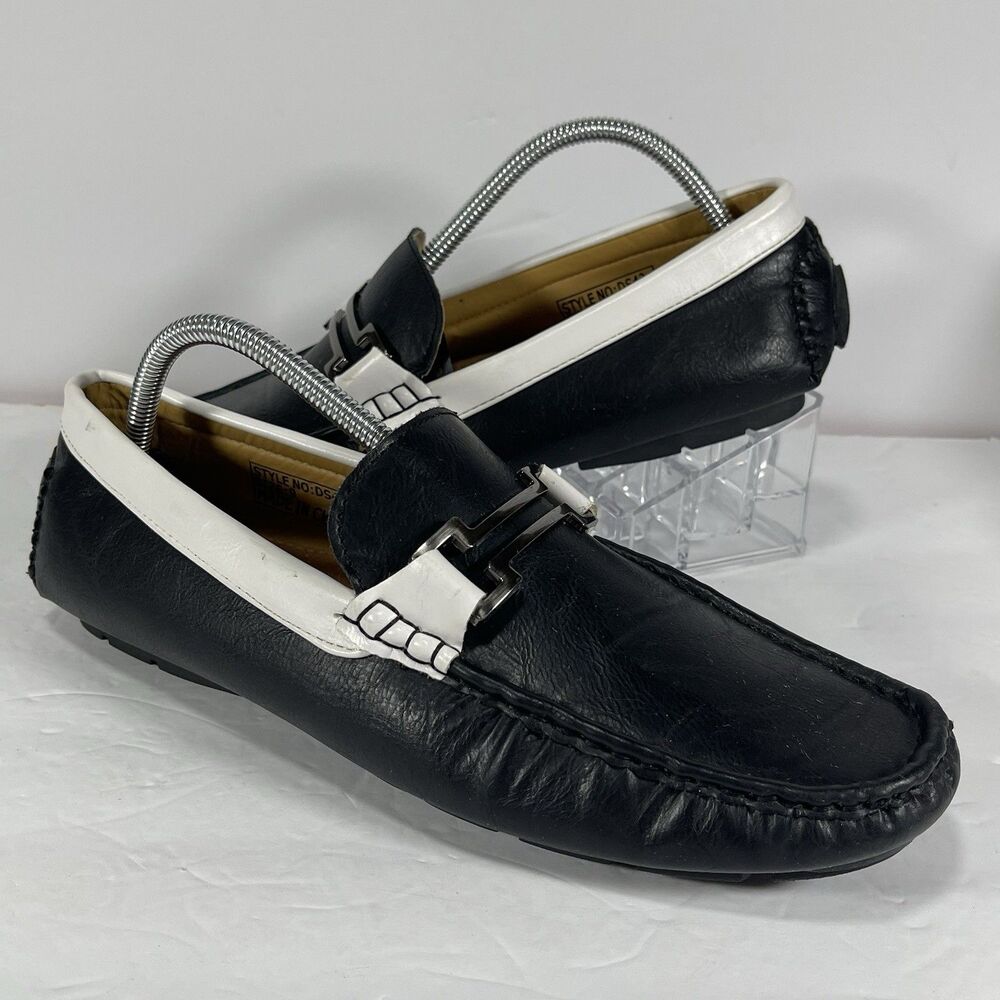 Dream Seek Men’s Driving Loafers Size 9 Black White Two-Tone Slip On Shoes DS42